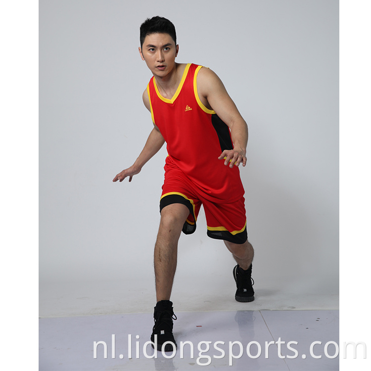 2021 Beste basketbal uniform ontwerp kleur zwart snel droge stof basketbal kleding